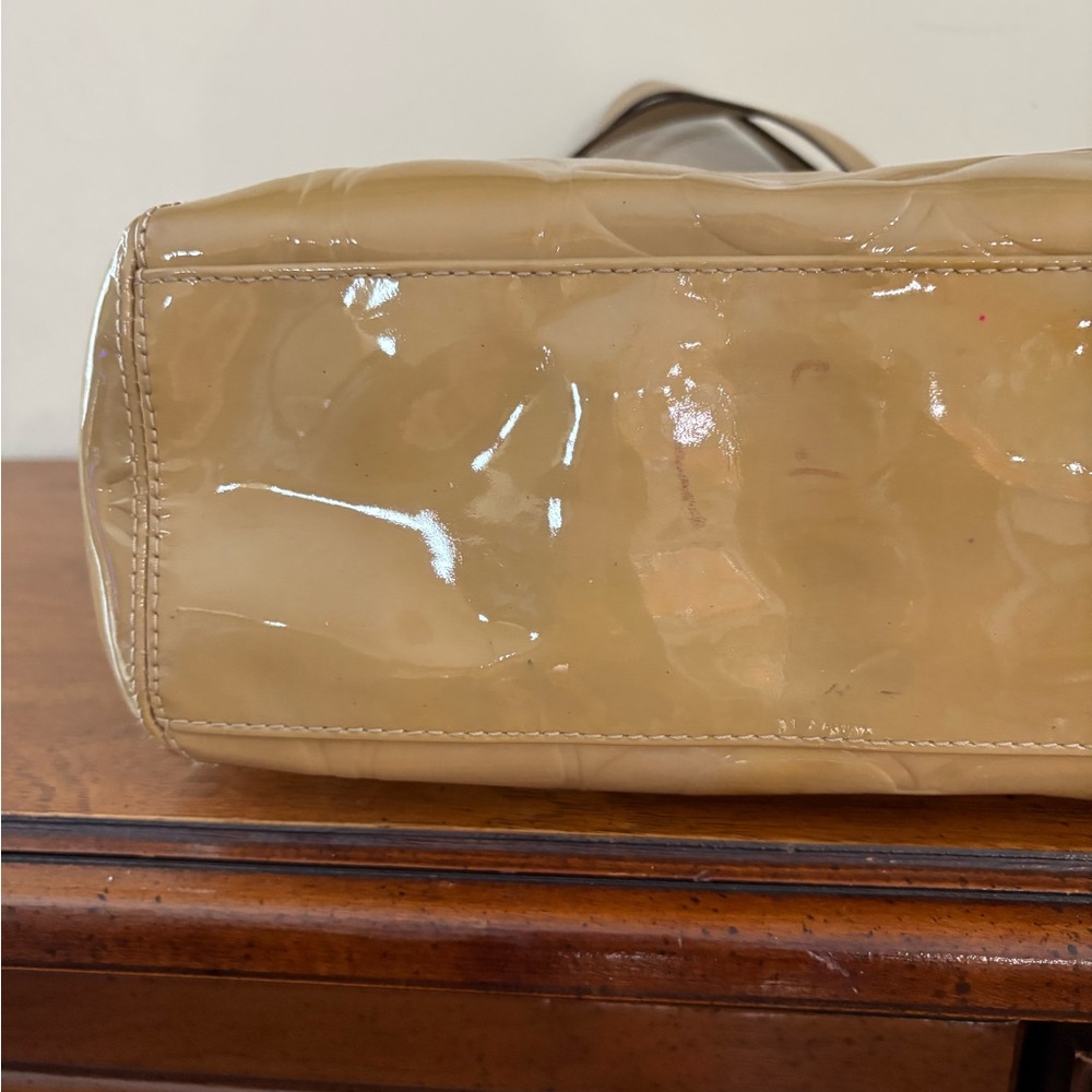 Coach Tan Patent Leather Shoulder Bag - Picture 6 of 12